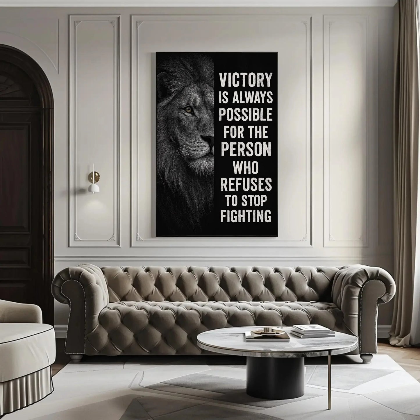 Lion Motivational Quote Canvas Print, Extra Large Gym Wall Art for Men, Bold Office Decor with Powerful Animal Design, Man Cave Piece Wall Art – Canvas Print