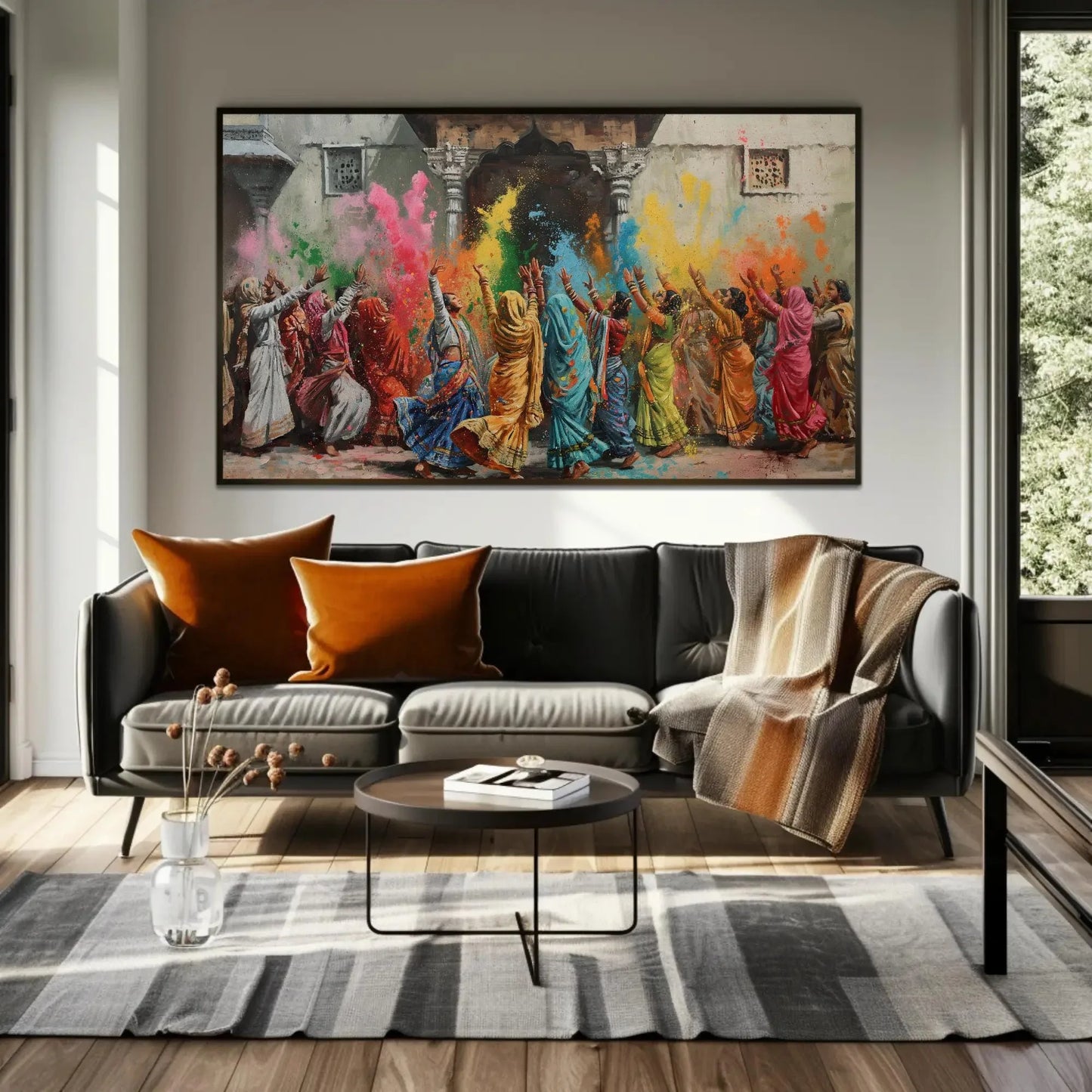 Holi of Vrindavan Painting Large Canvas Print India Culture Art Indian Painting Indian Home Decor Indian Gift Holi Celebration Painting Wall Art – Canvas Print