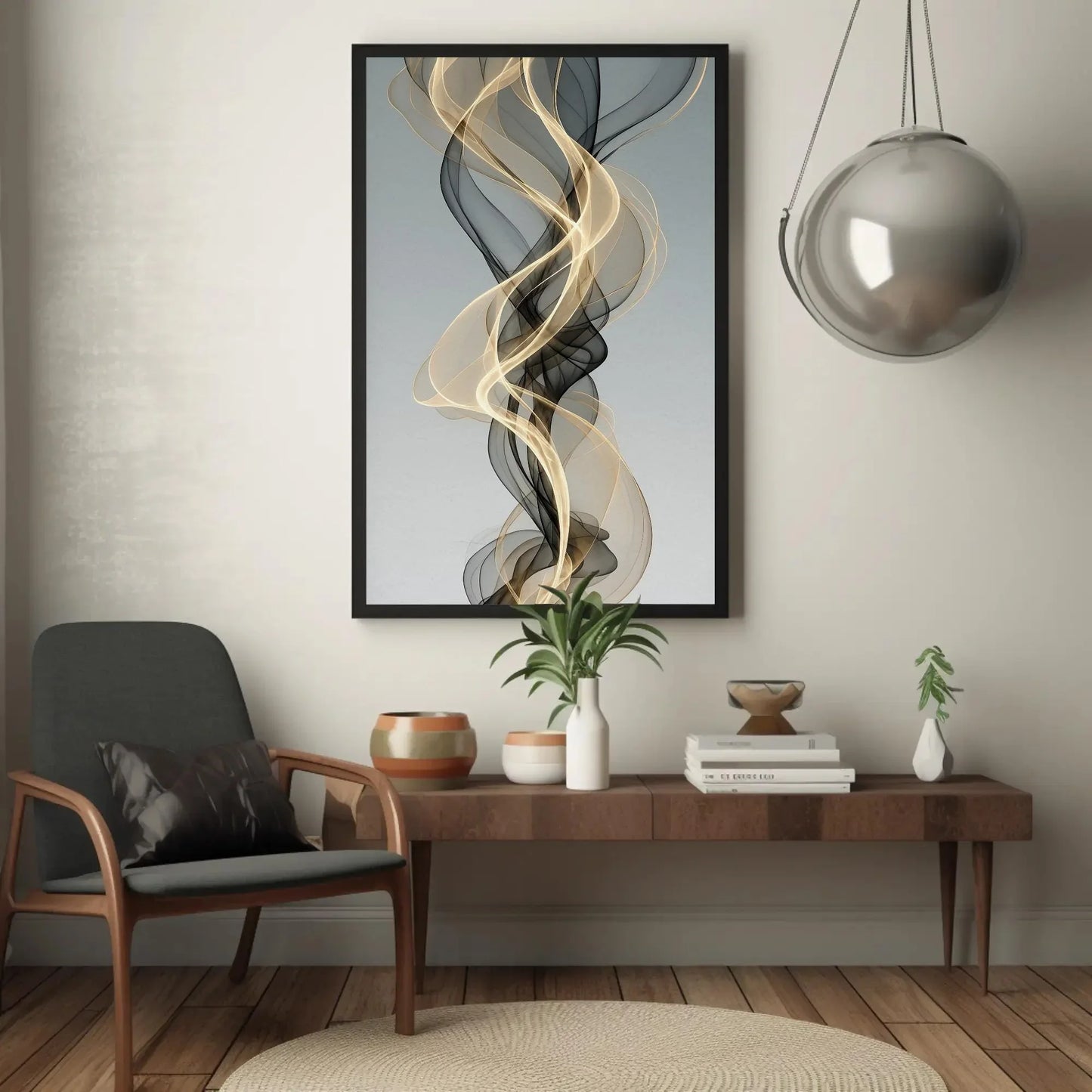 Nordic Abstract Ribbon Canvas Print, Extra Large Modern Wall Art, Minimalist Flowing Line Painting for Living Room, Bedroom, or Office Decor Wall Art – Canvas Print
