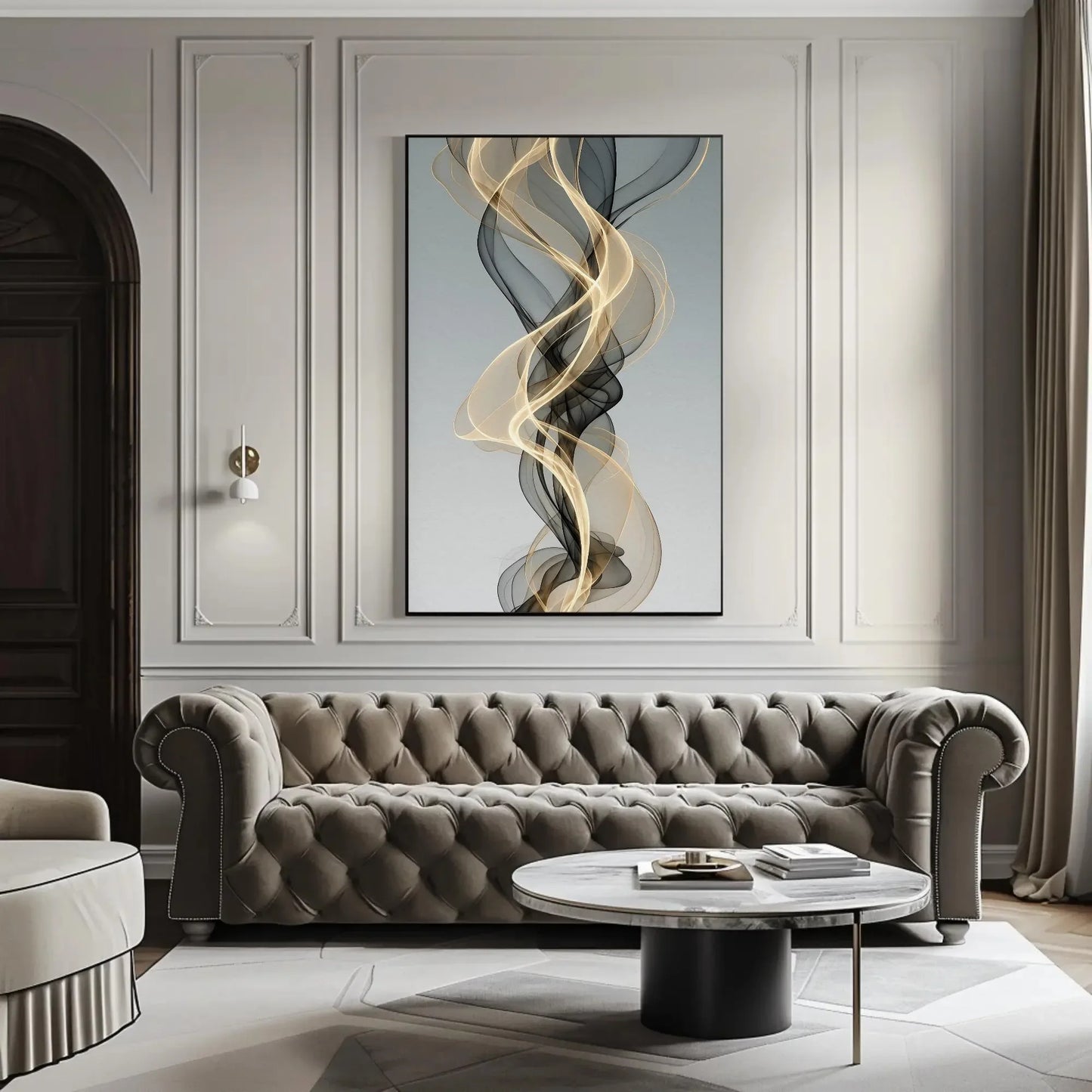 Nordic Abstract Ribbon Canvas Print, Extra Large Modern Wall Art, Minimalist Flowing Line Painting for Living Room, Bedroom, or Office Decor Wall Art – Canvas Print