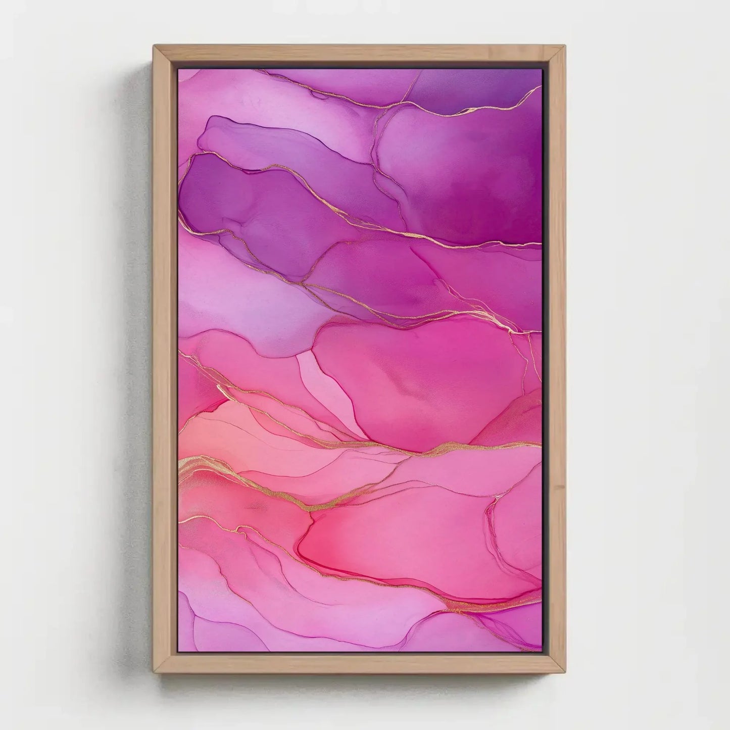 Luxury Abstract Ink Canvas Print, Extra Large Pink and Purple Wall Art with Gold Details, Glam Home Decor for Bedroom, Entryway, or Salon Wall Art – Canvas Print