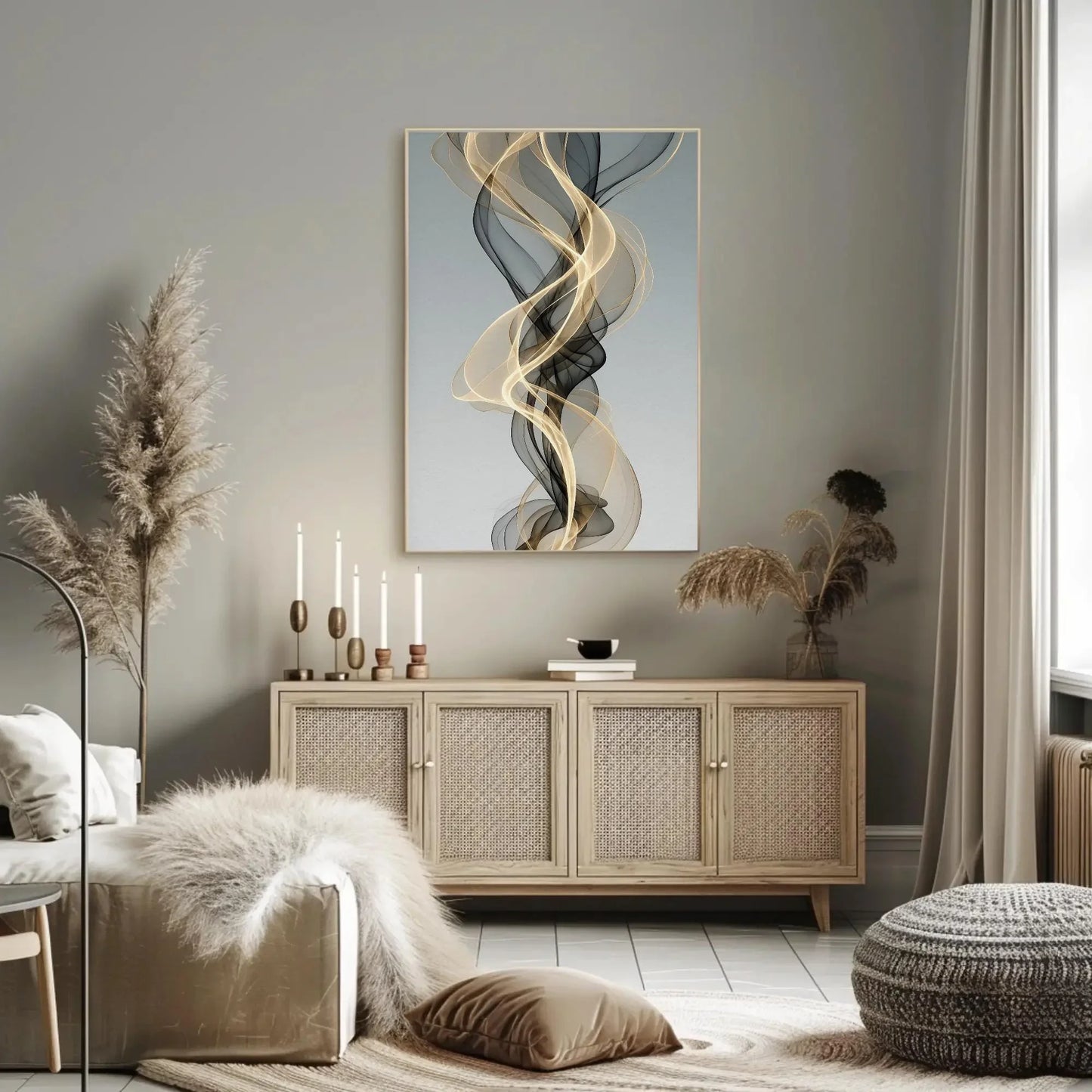 Nordic Abstract Ribbon Canvas Print, Extra Large Modern Wall Art, Minimalist Flowing Line Painting for Living Room, Bedroom, or Office Decor Wall Art – Canvas Print