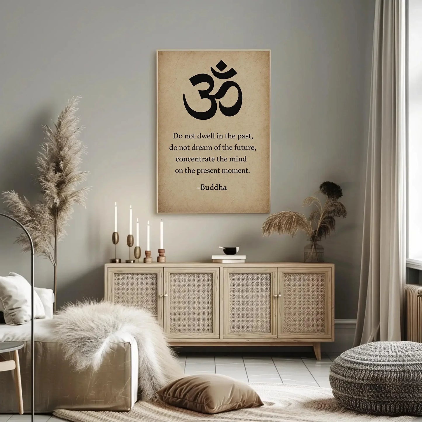 Positive Buddha Life Quote Canvas Print, Extra Large Hindu-Inspired Wall Art, Motivational Yoga Decor Meditation Room, Bedroom, or Studio Wall Art – Canvas Print