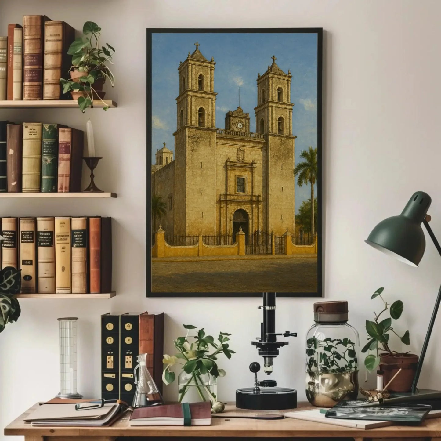 Valladolid Yucatán Colonial Mexican church canvas print architecture wall art historic landmark painting cultural travel decor Wall Art – Canvas Print