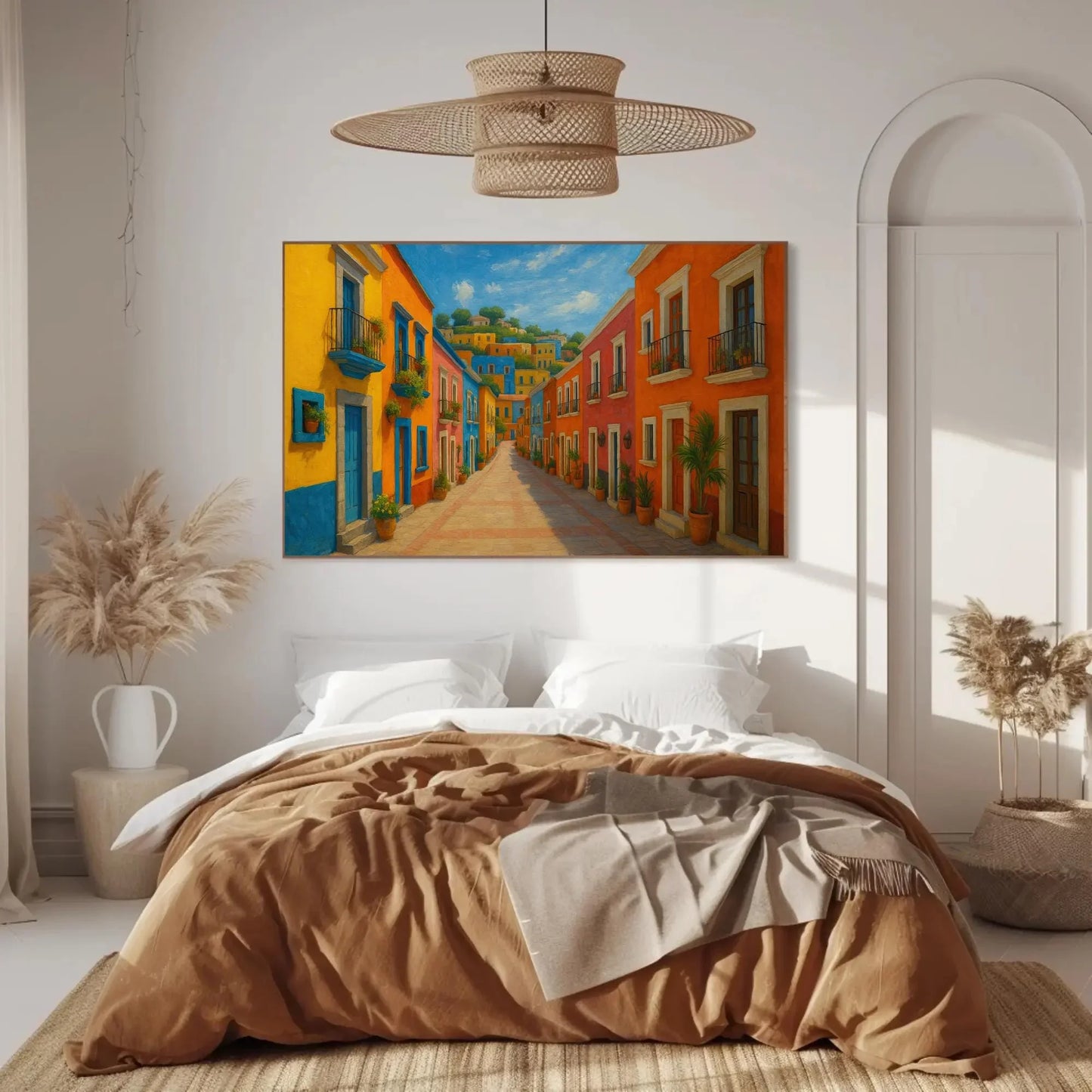 Colorful Streets of Guanajuato Mexico Canvas Print, Bright Colonial Architecture Painting, Vibrant Cityscape Wall Art for Home or Office Wall Art – Canvas Print