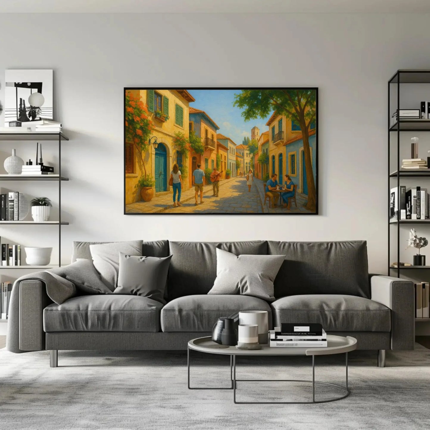 Neve Tzedek canvas print Tel Aviv painting Israeli Mediterranean street art wall decor romantic colorful home vibe Wall Art – Canvas Print