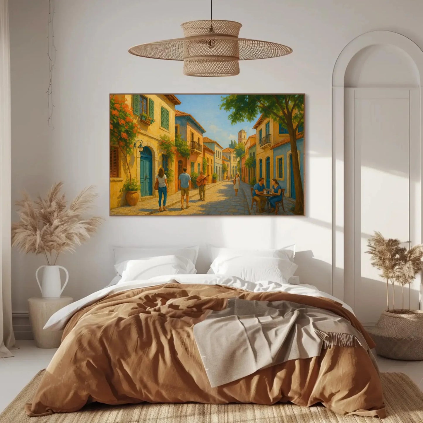 Neve Tzedek canvas print Tel Aviv painting Israeli Mediterranean street art wall decor romantic colorful home vibe Wall Art – Canvas Print
