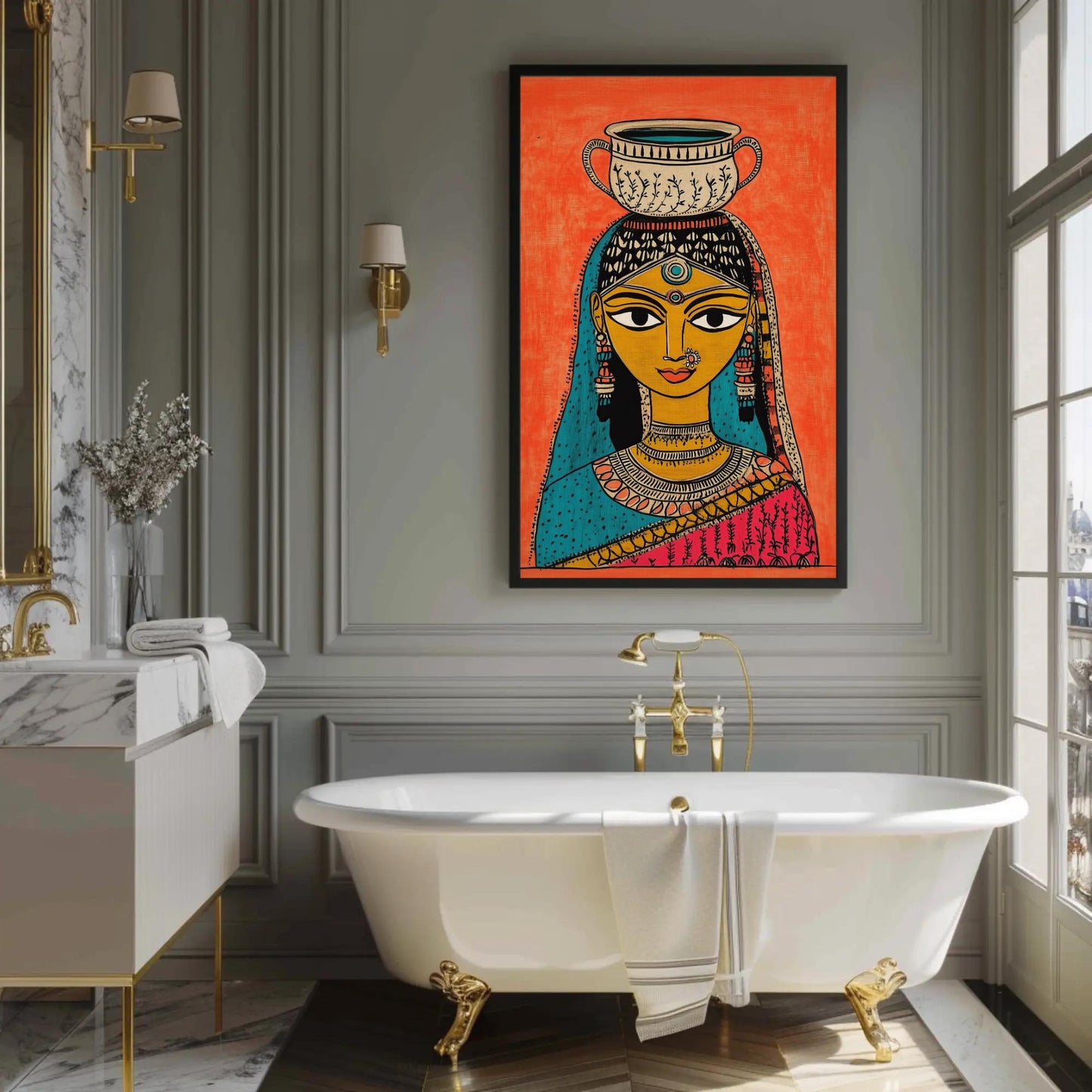 Indian Woman Modern Canvas Wall Art