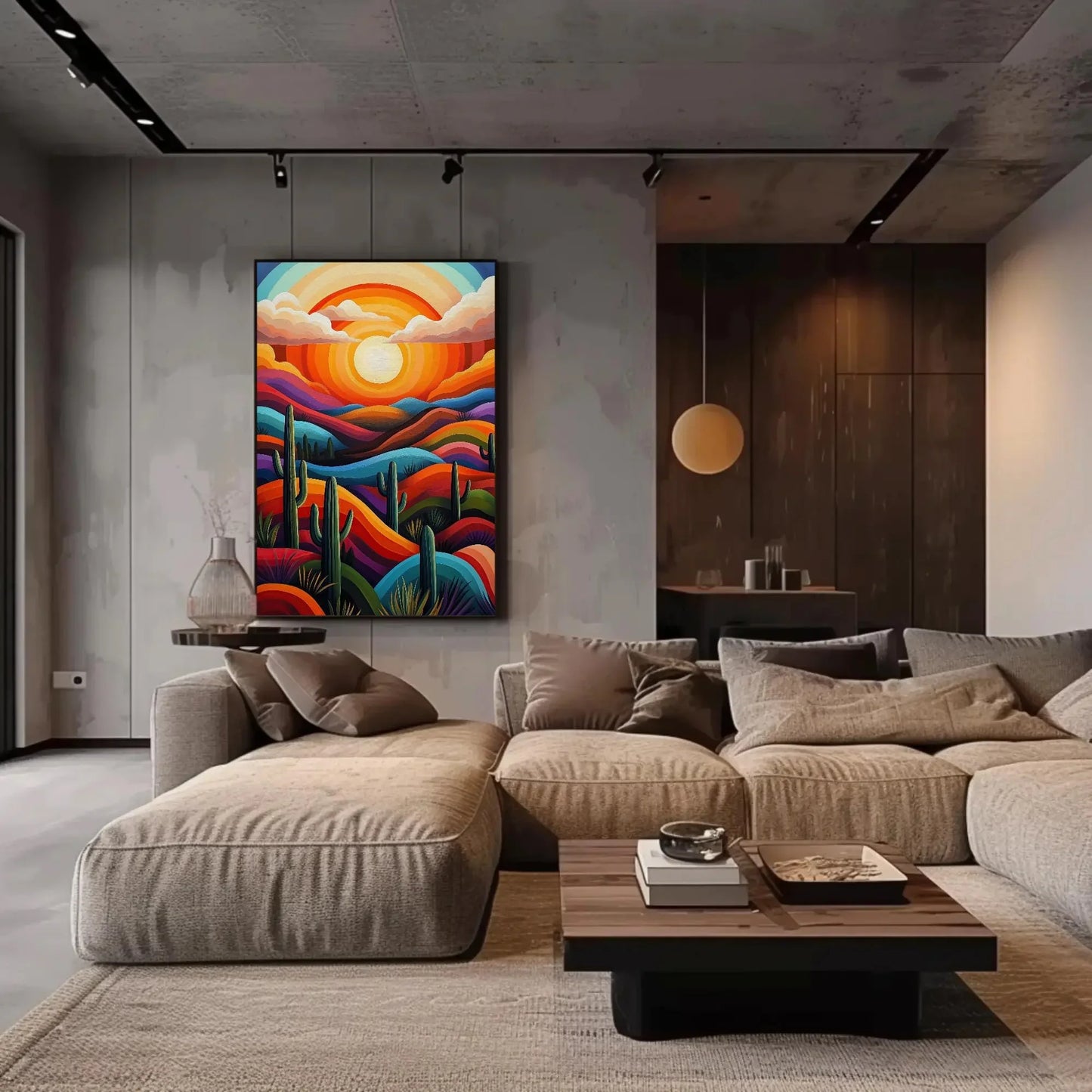 Sunset Over Cacti in the Sonoran Desert Canvas Print | Mexican Desert Landscape | Vibrant Southwestern Wall Art | Sonoran Cacti Decor Wall Art – Canvas Print