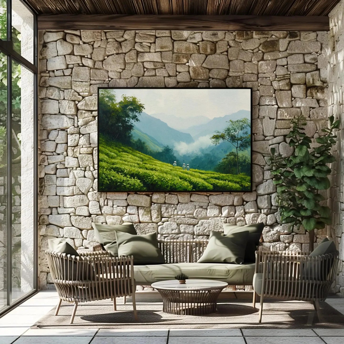 Lush Green Tea Plantations Canvas Print | Tropical Green Wall Art | Scenic Nature Decor for Living Room or Bedroom | Ready to Hang Wall Art – Canvas Print