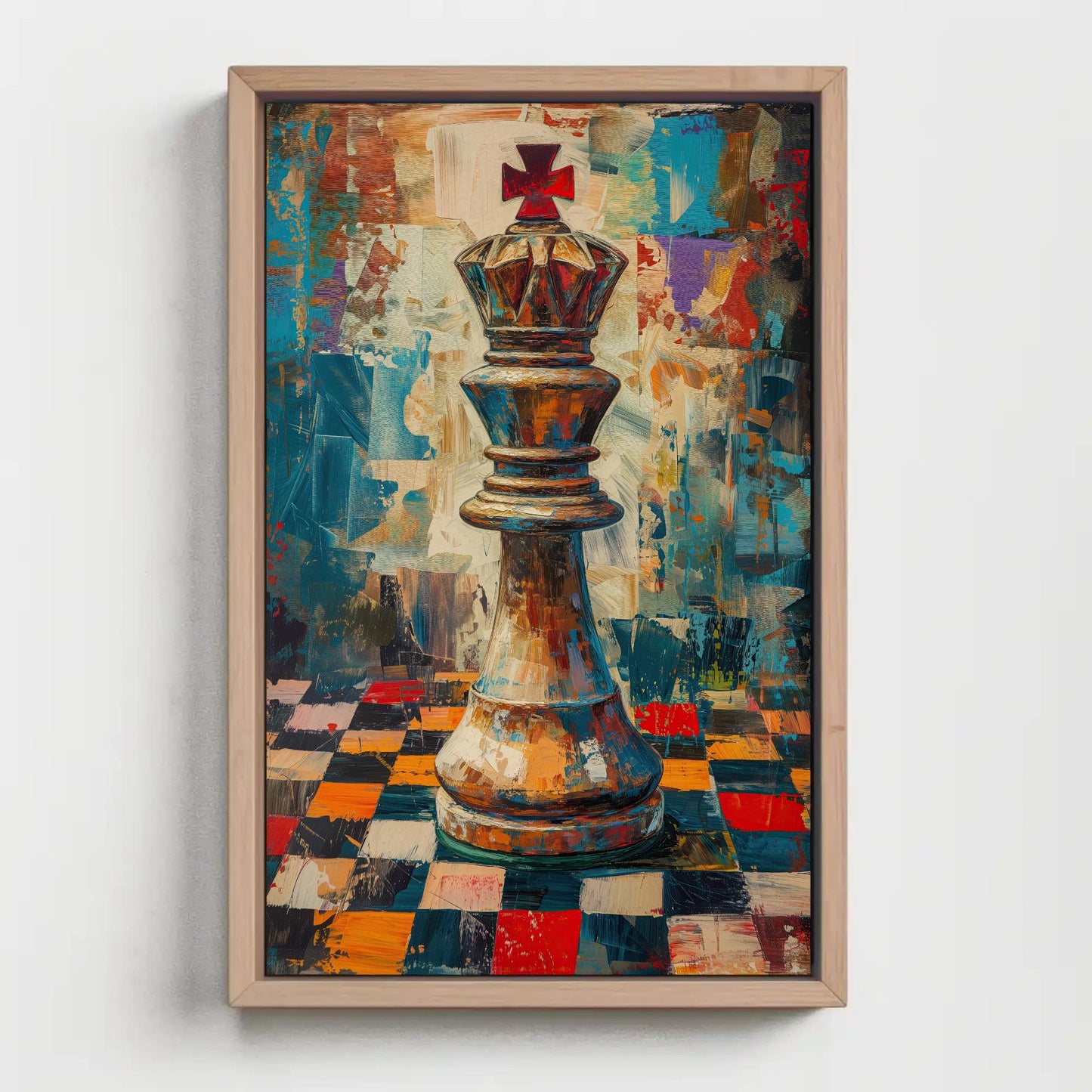 Chess King Canvas Wall Art - Poster Chess Background Painting - Checkmate King Gift for Chess Lovers Wall Art – Canvas Print