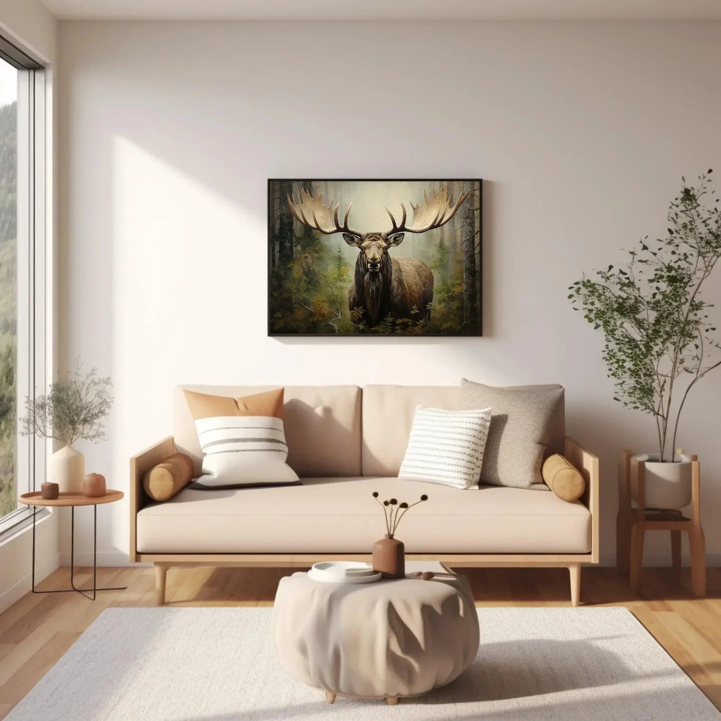 Moose In The Forest Large Canvas Painting Moose With Antlers Canvas Wall Art Moose Wall Art Framed Print Stretched Canvas Ready To Hang Wall Art – Canvas Print
