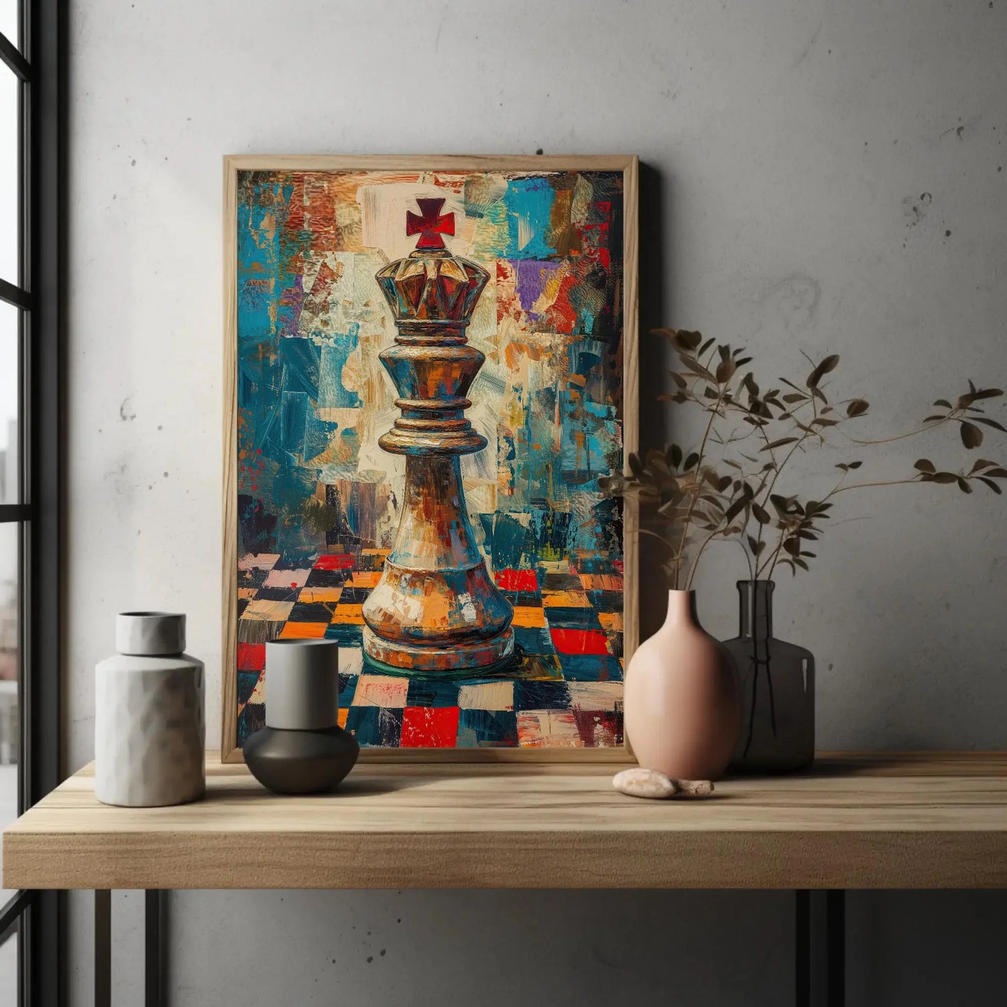 Chess King Canvas Wall Art - Poster Chess Background Painting - Checkmate King Gift for Chess Lovers Wall Art – Canvas Print