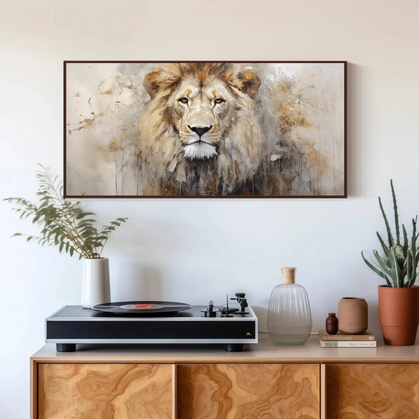 Lion Abstract Portrait Painting - Wall Art Canvas Print - Ready to Hang - Large Size - Wildlife Canvas Wall Art – Canvas Print