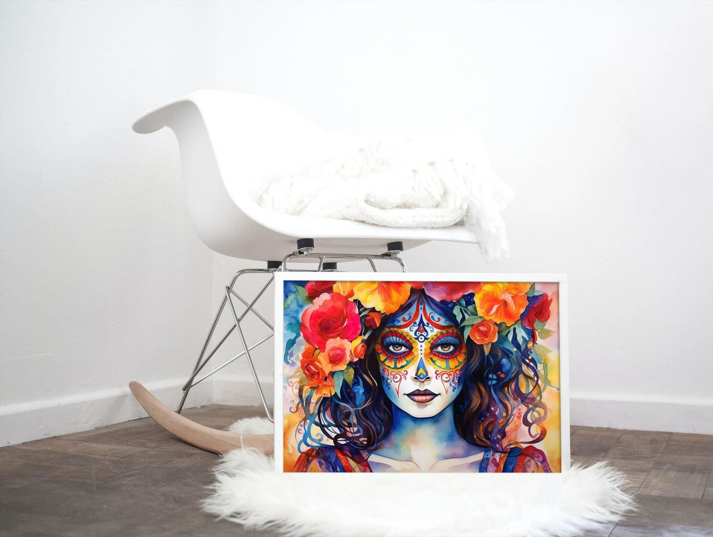 Mexican La Calavera Catrina Painting, Mexican Sugar Skull, Mexican Folk Art, Traditional Mexican Folk Art, Mexican Wall Decor Canvas Wall Art – Canvas Print