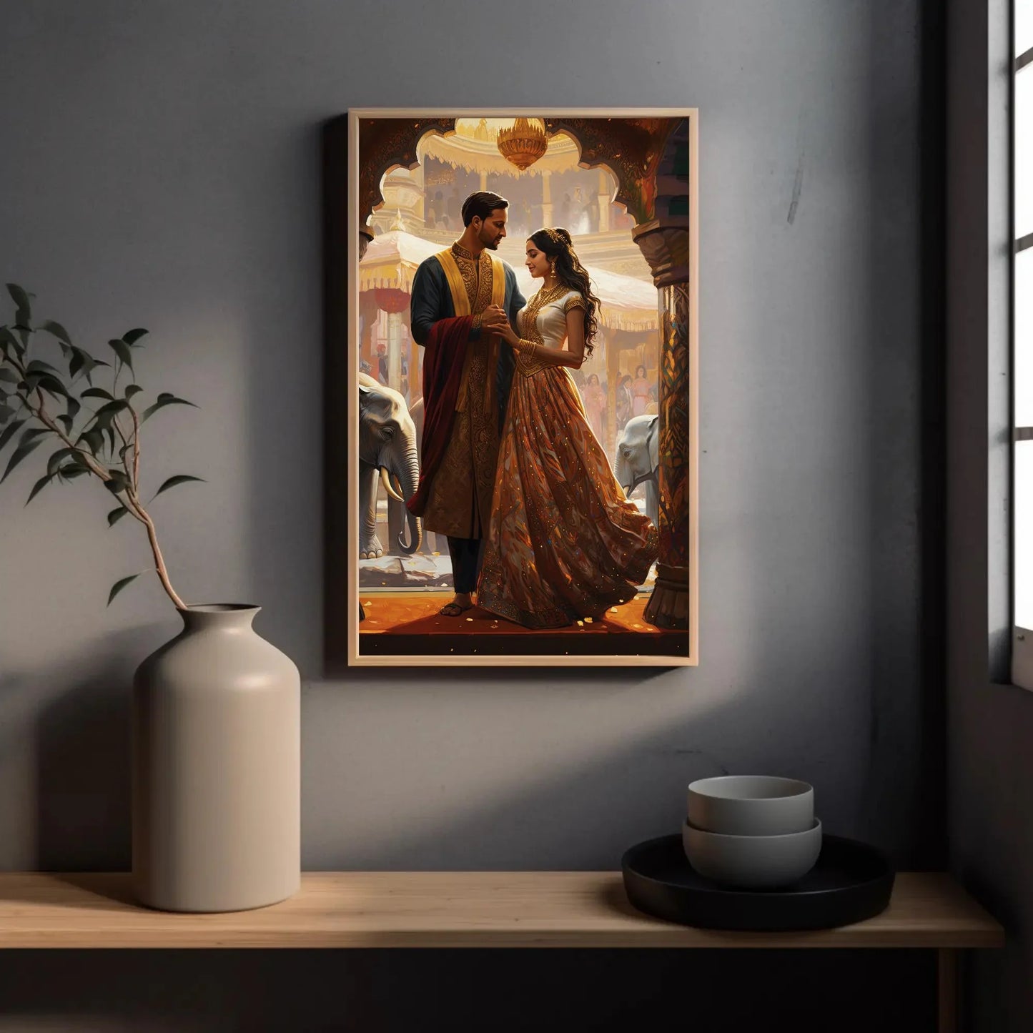 Indian Marriage Indian Couple Wall Art | Extra-large Wall Art | Desi Art | South Asian Art I Indian Art | Indian Couple Gift | Antarmada Art Wall Art – Canvas Print