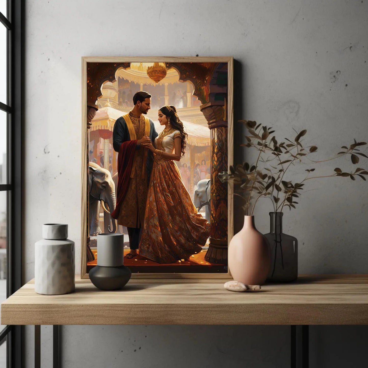 Indian Marriage Indian Couple Wall Art | Extra-large Wall Art | Desi Art | South Asian Art I Indian Art | Indian Couple Gift | Antarmada Art Wall Art – Canvas Print