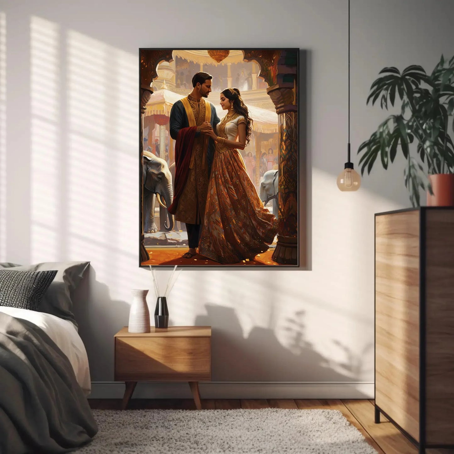 Indian Marriage Indian Couple Wall Art | Extra-large Wall Art | Desi Art | South Asian Art I Indian Art | Indian Couple Gift | Antarmada Art Wall Art – Canvas Print