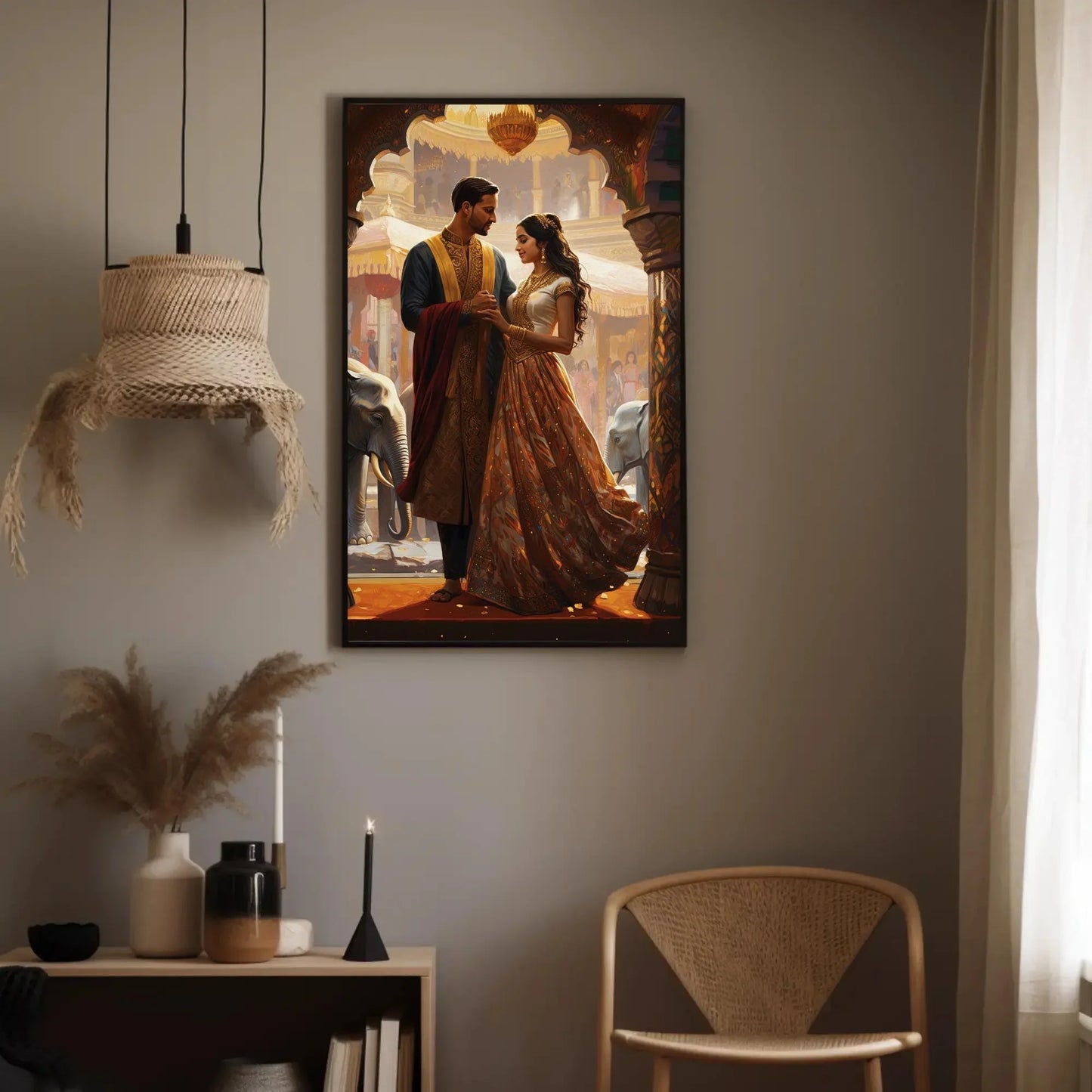 Indian Marriage Indian Couple Wall Art | Extra-large Wall Art | Desi Art | South Asian Art I Indian Art | Indian Couple Gift | Antarmada Art Wall Art – Canvas Print