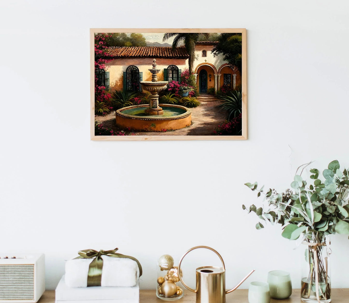 Mexican Villa Art Print, Mexican Painting, Mexican Art Canvas, Mexican Decor, Home Decor, Mexico Wall Art Print, Mexican Living Room Decor Wall Art – Canvas Print