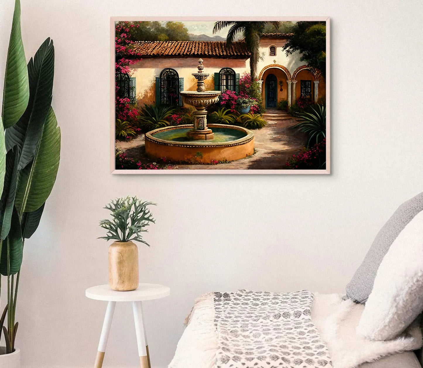 Mexican Villa Art Print, Mexican Painting, Mexican Art Canvas, Mexican Decor, Home Decor, Mexico Wall Art Print, Mexican Living Room Decor Wall Art – Canvas Print