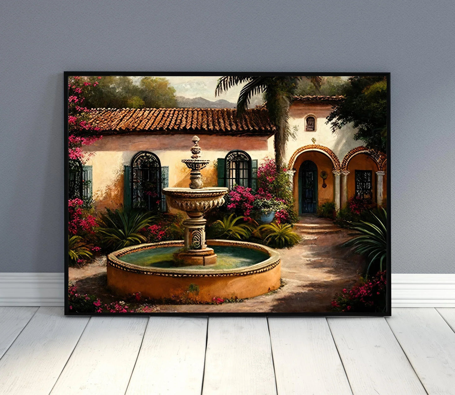 Mexican Villa Art Print, Mexican Painting, Mexican Art Canvas, Mexican Decor, Home Decor, Mexico Wall Art Print, Mexican Living Room Decor Wall Art – Canvas Print