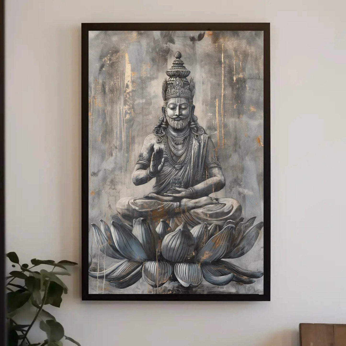 Brahma The Creator Painting on Large Canvas or Poster, Hindu Wall Art, Indian Painting, Indian God of Creation, Indian Home Decor, Spiritual Wall Art – Canvas Print