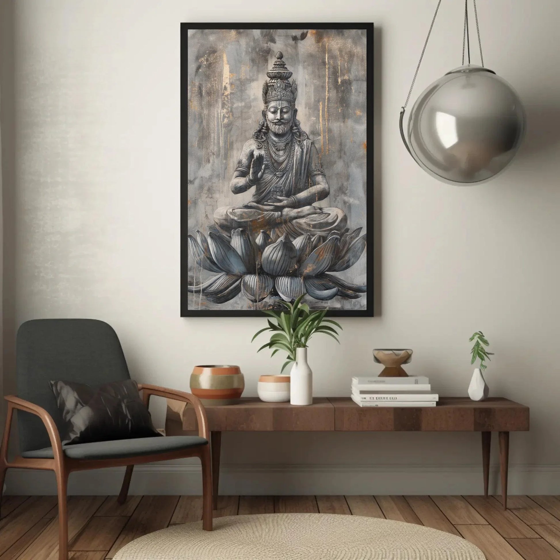 Brahma The Creator Painting on Large Canvas or Poster, Hindu Wall Art, Indian Painting, Indian God of Creation, Indian Home Decor, Spiritual Wall Art – Canvas Print