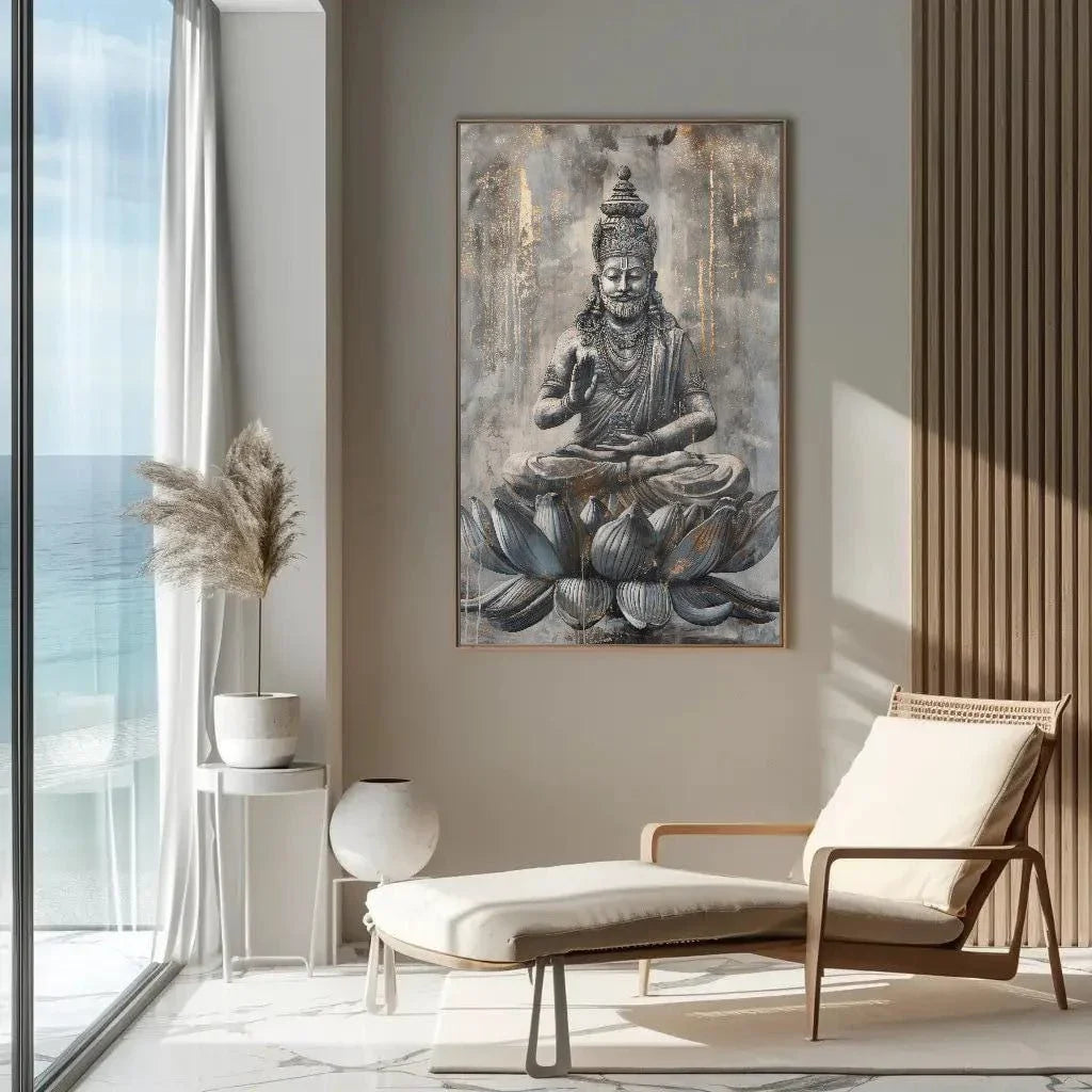 Brahma The Creator Painting on Large Canvas or Poster, Hindu Wall Art, Indian Painting, Indian God of Creation, Indian Home Decor, Spiritual Wall Art – Canvas Print