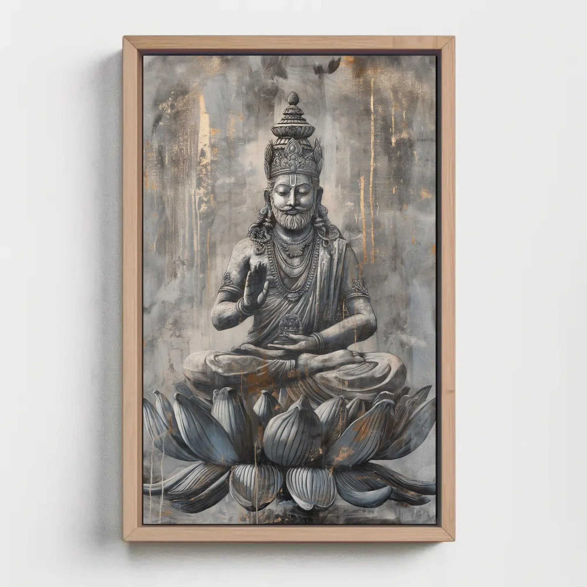 Brahma The Creator Painting on Large Canvas or Poster, Hindu Wall Art, Indian Painting, Indian God of Creation, Indian Home Decor, Spiritual Wall Art – Canvas Print