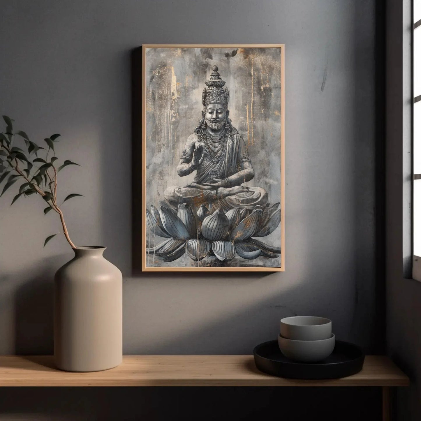 Brahma The Creator Painting on Large Canvas or Poster, Hindu Wall Art, Indian Painting, Indian God of Creation, Indian Home Decor, Spiritual Wall Art – Canvas Print