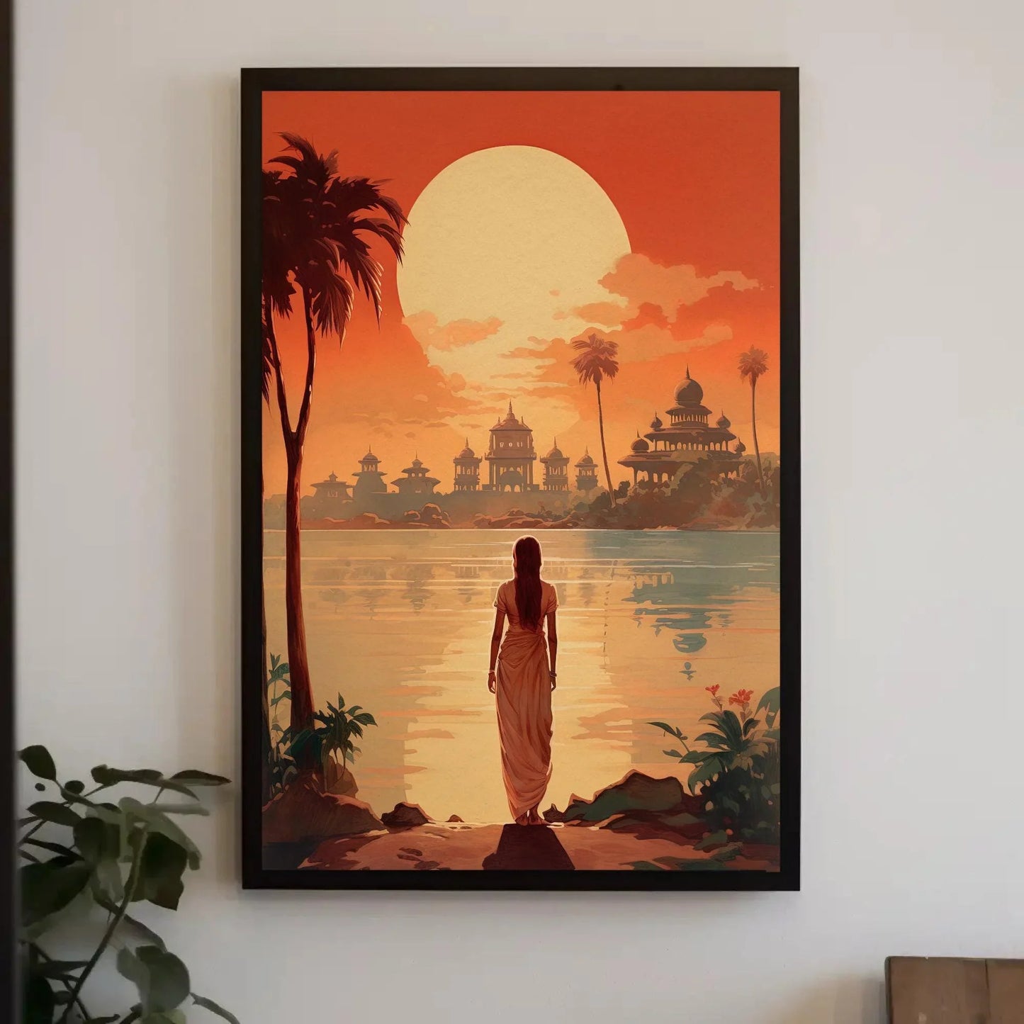 Sunset Retro Style India Print | Extra-large Wall Art | Retro Desi Art | South Asian Art I Indian Art | Indian Canvas Print | Antarmada Art Wall Art – Canvas Print