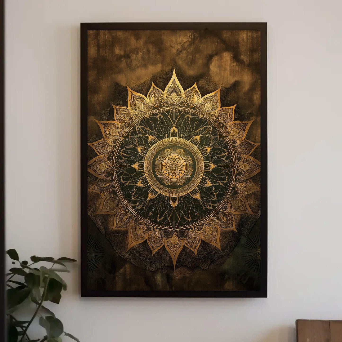 Golden Mandala Wall Art Large Canvas Yoga Spiritual Decor Indian Painting Meditation Wall Decor Ready To Hang Wall Art – Canvas Print