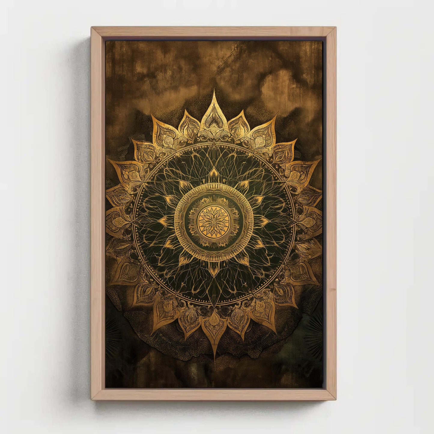 Golden Mandala Wall Art Large Canvas Yoga Spiritual Decor Indian Painting Meditation Wall Decor Ready To Hang Wall Art – Canvas Print