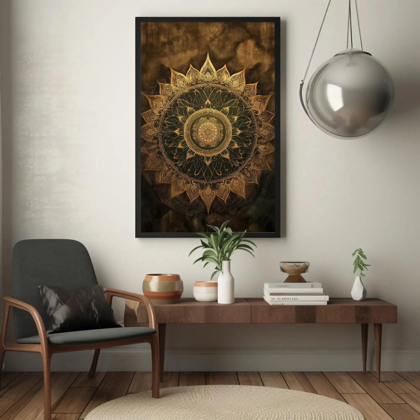 Golden Mandala Wall Art Large Canvas Yoga Spiritual Decor Indian Painting Meditation Wall Decor Ready To Hang Wall Art – Canvas Print