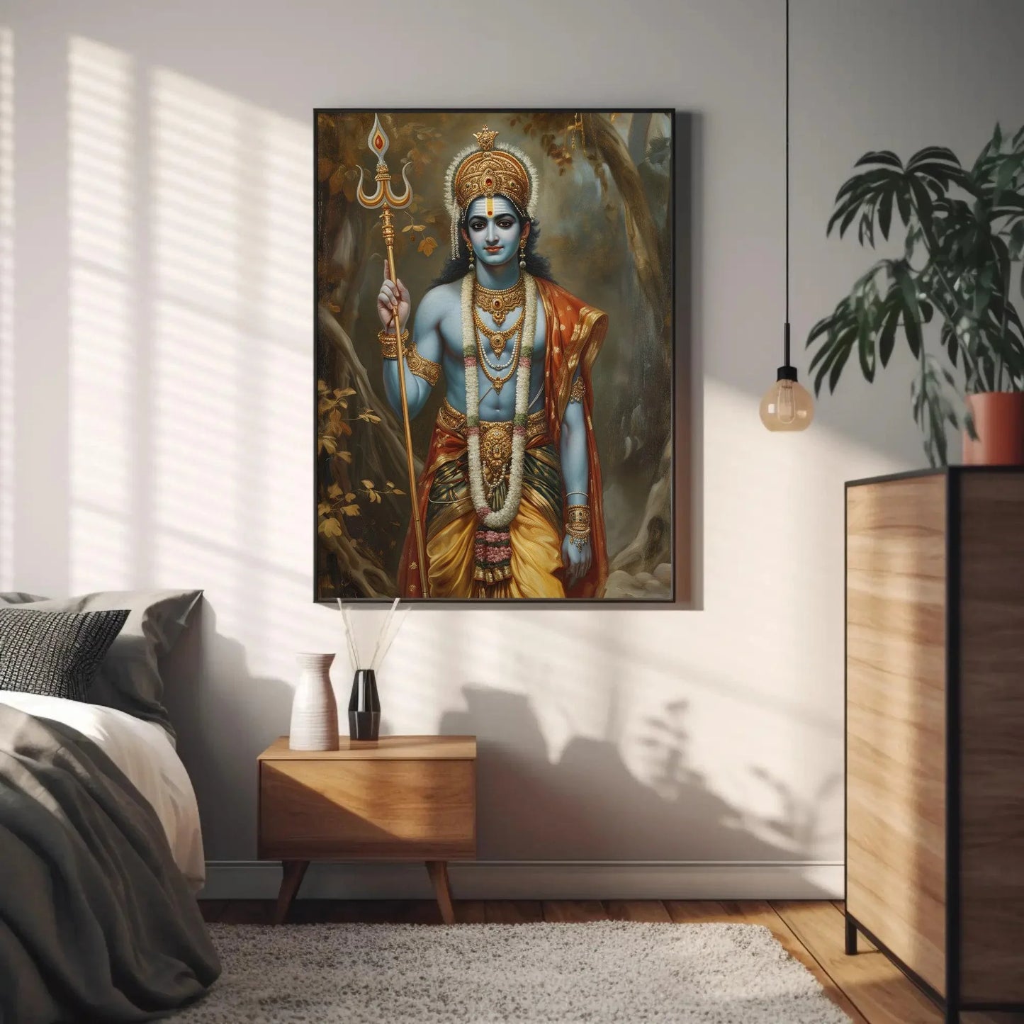 Shree Ram Canvas Print, Hindu Vedic Art featuring Lord Rama, Ramayana Indian God Print Indian Wall Decor, Ready to Hang Wall Art – Canvas Print