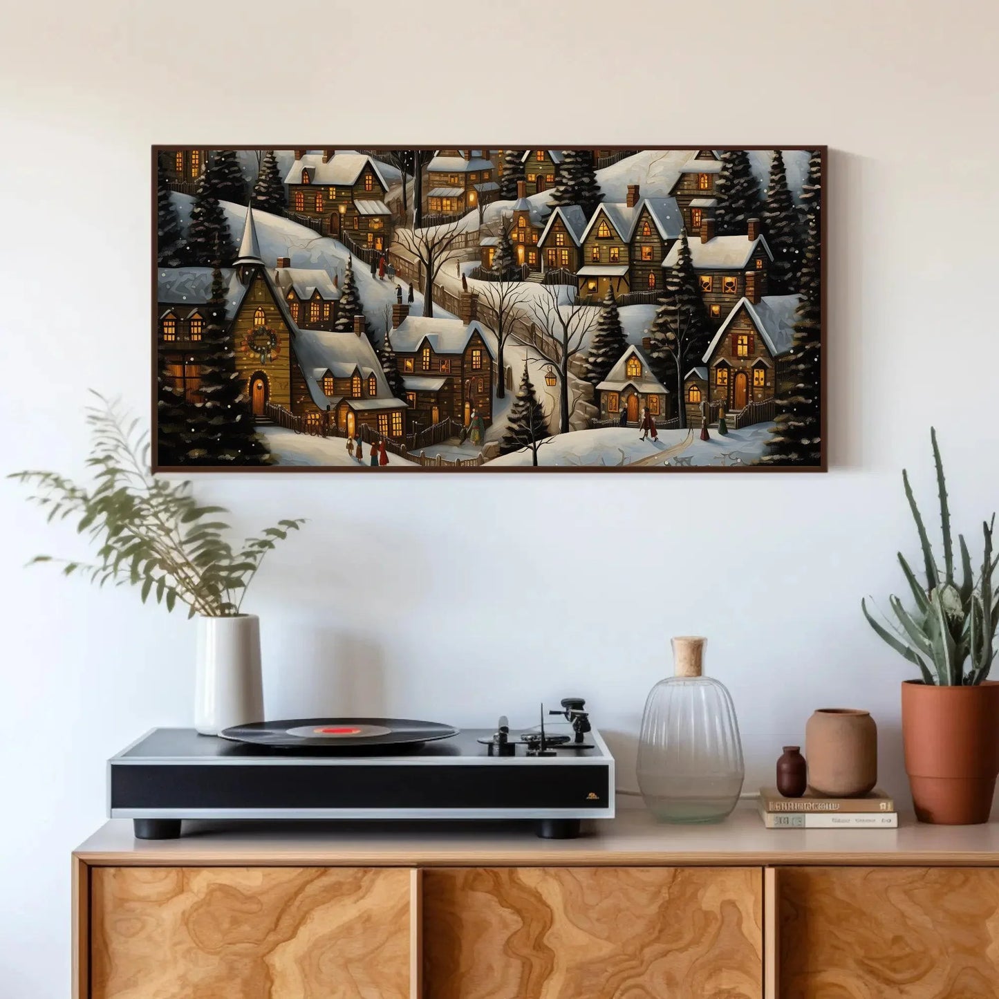 Christmas Town Canvas Print - Christmas Winter Wall Art - Christmas Eve Over the Mantel Decor - Christmas Gift Wall Art – Canvas Print