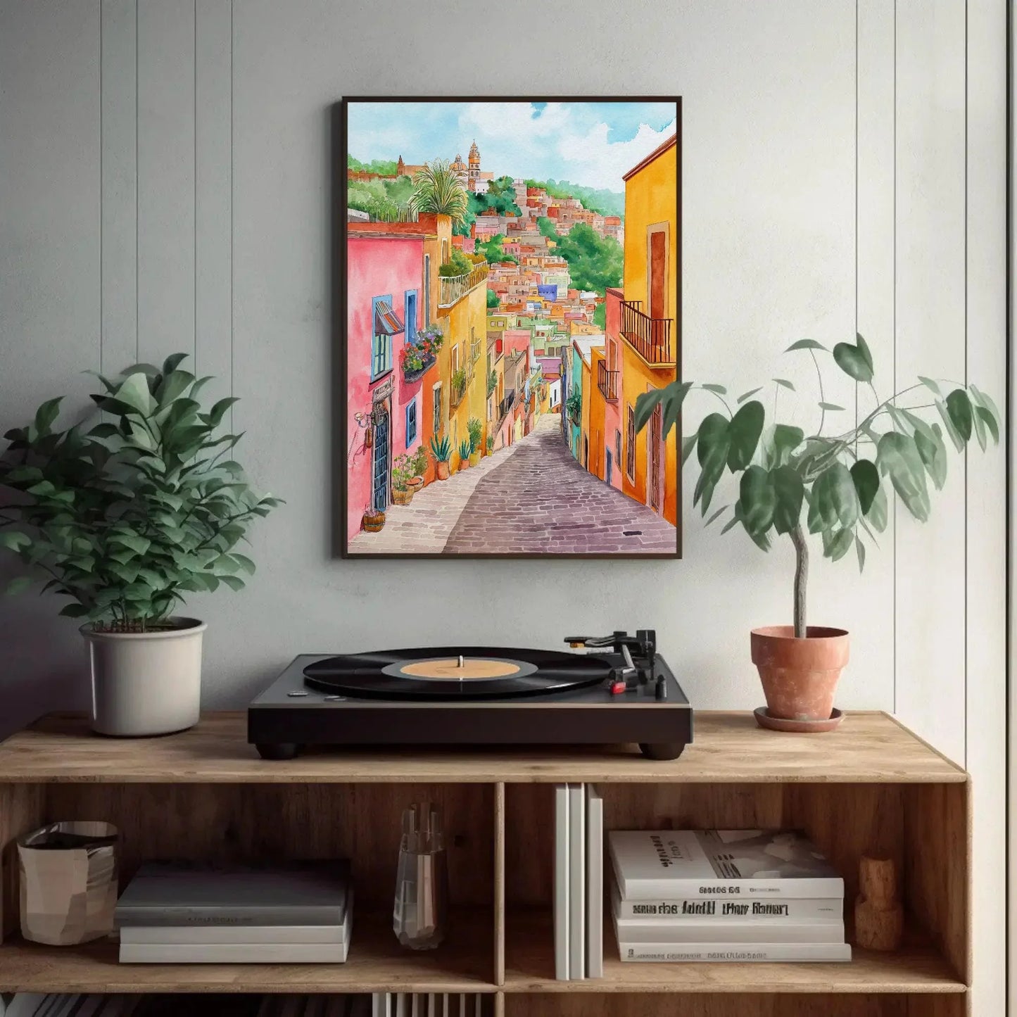 Guanajuato Watercolor Poster and Canvas Print Mexico Travel Art Mexican Wall Art Mexican Street Art Ready To Hang Wall Art – Canvas Print