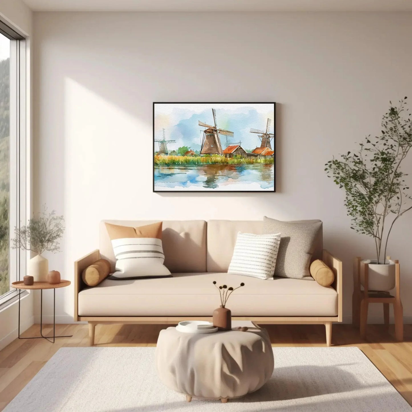 Dutch Wall Art, Windmills of the Dutch countryside, Netherlands Canvas Print, Framed Poster, Landscape Wall Art, Ready To Hang Wall Art – Canvas Print