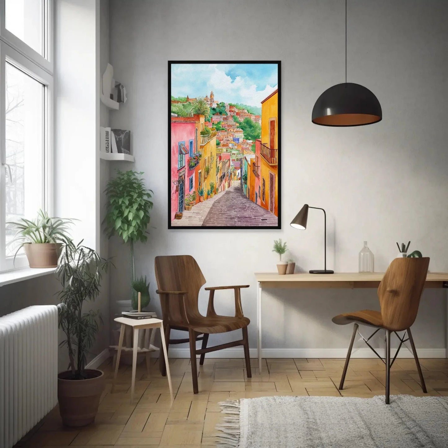 Guanajuato Watercolor Poster and Canvas Print Mexico Travel Art Mexican Wall Art Mexican Street Art Ready To Hang Wall Art – Canvas Print