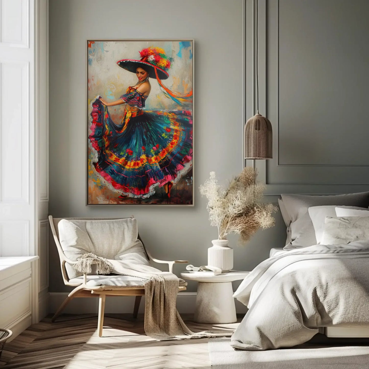 Mexican Folk Art Canvas Print - Mexican Gift - Mexico Art - Mexican Wall Art - Mexican Woman Framed Print - Ready To Hang Wall Art – Canvas Print