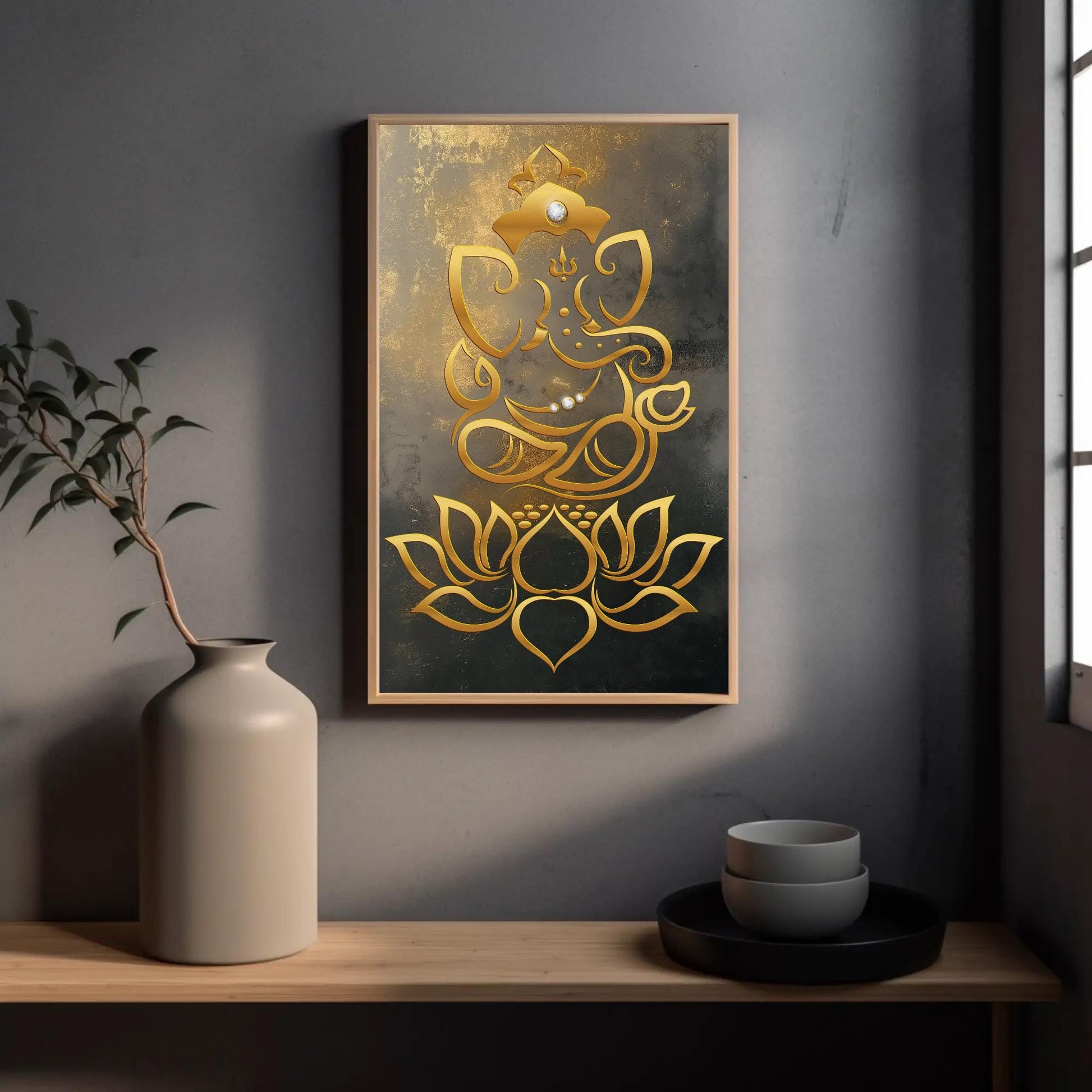 Ganesha modern canvas wall art, ready to hang