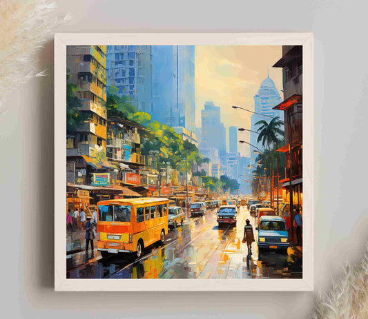 Mumbai Cityscape Canvas Print, Bombay Skyline India Wall Art