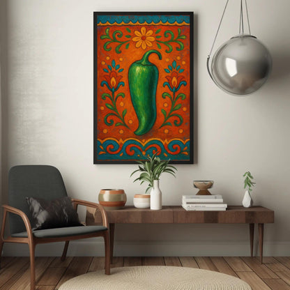 Mexican Folk Art canvas wall art shown in a styled room (view 2)