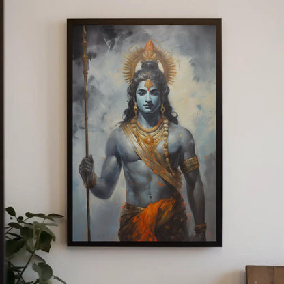 Vintage Lord Rama Canvas Print, Hindu Temple Wall Art Decor
