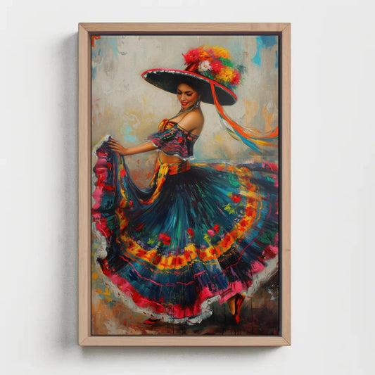 Mexican Folk Art Canvas - Framed Woman Wall Art | Vibrant Mexican Decor
