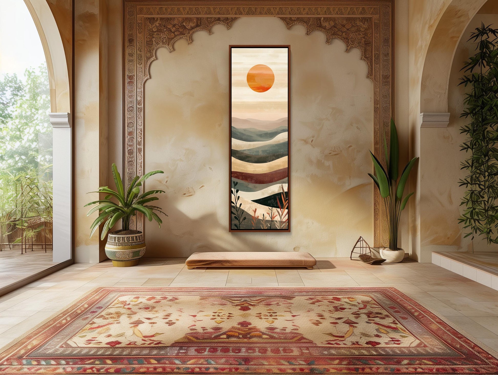 Boho Mountain modern canvas wall art, ready to hang
