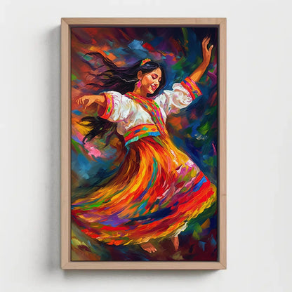Peruvian Dancer , Andean Folk Art Wall canvas wall art shown in a styled room (view 3)