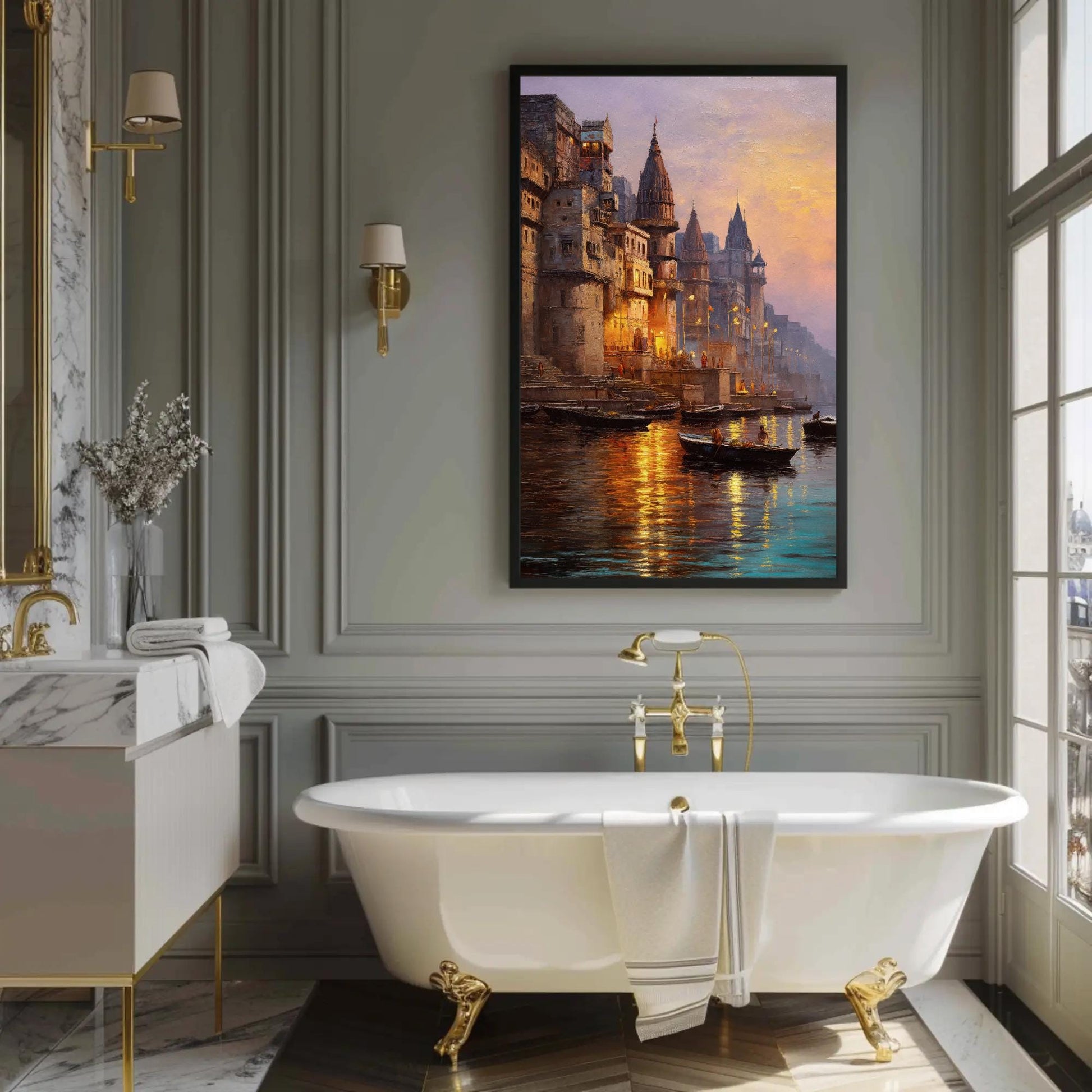 Varanasi Ghats canvas wall art, gallery-wrapped or framed (view 2)