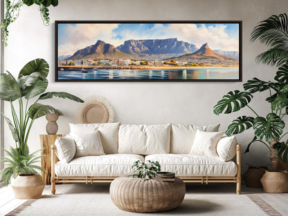 Cape Town , South Africa Panoramic canvas wall art shown in a living room